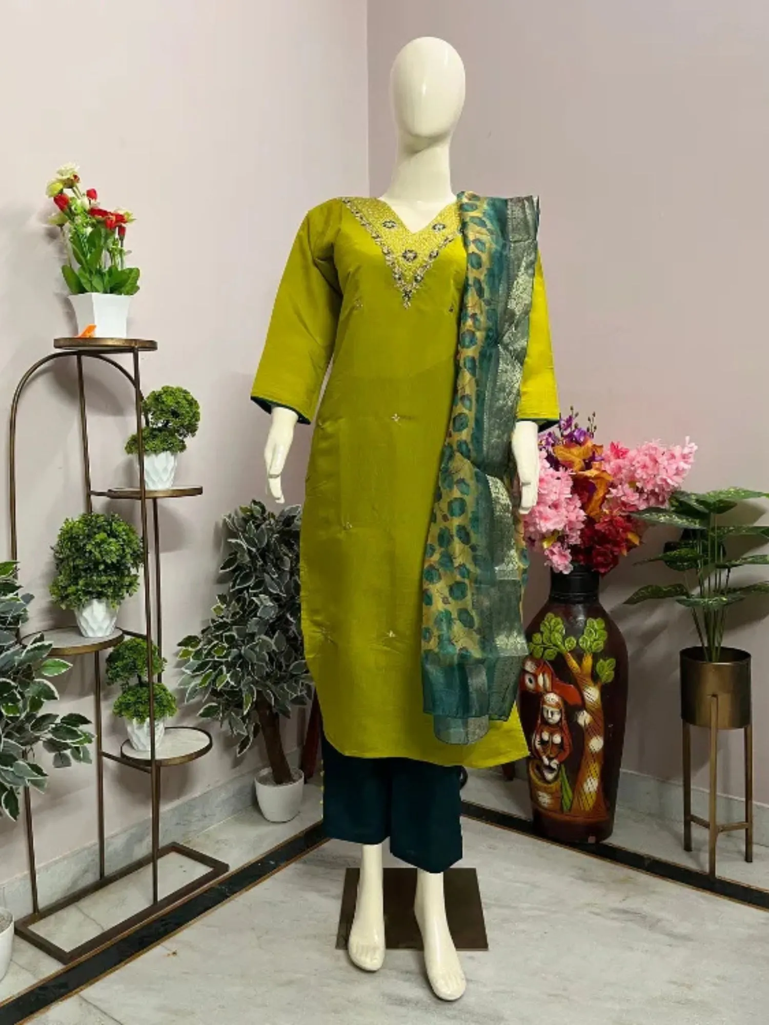 Roman Silk suit set 1278