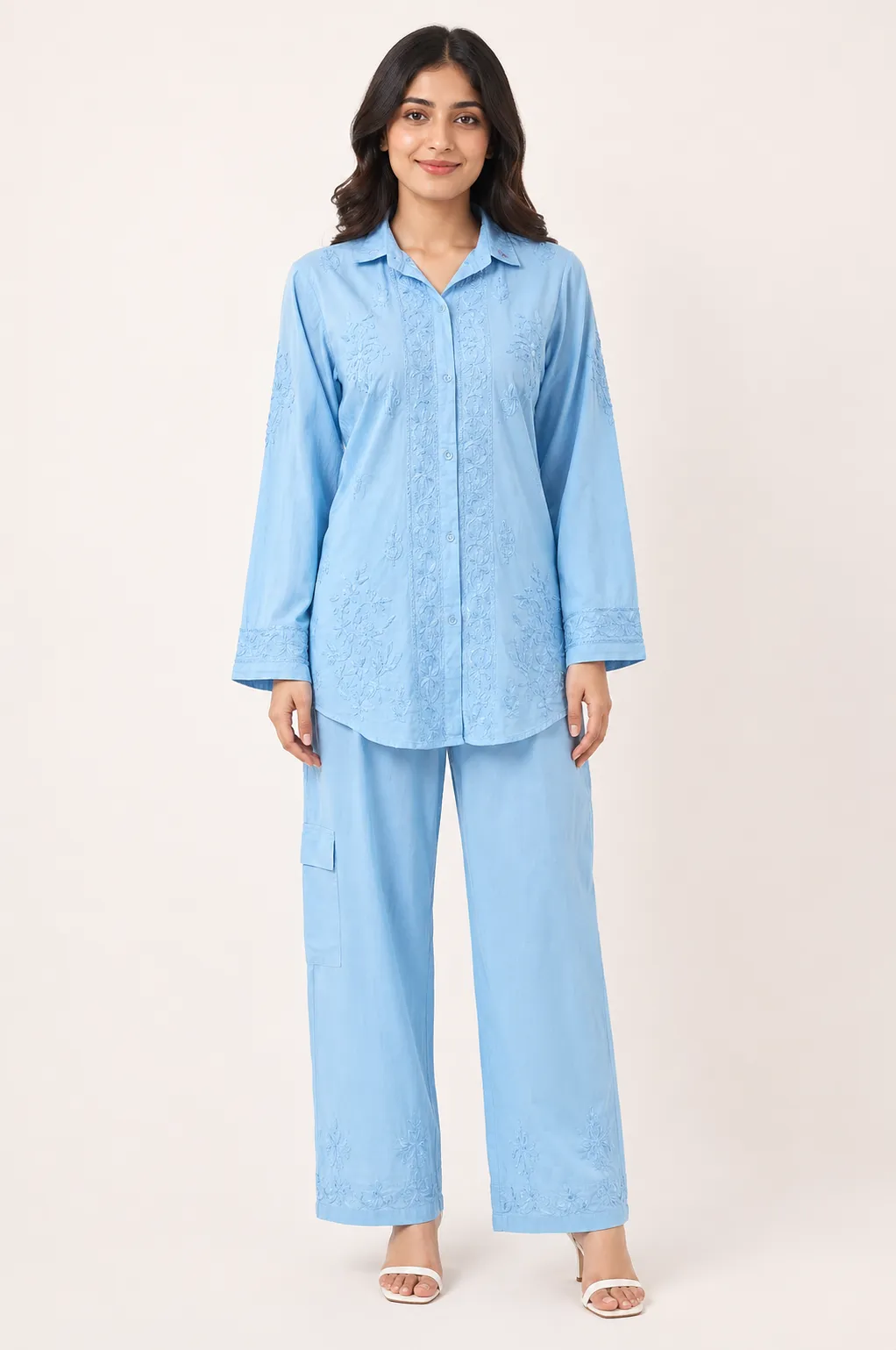 Cotton Chikankari co-ord set 1500