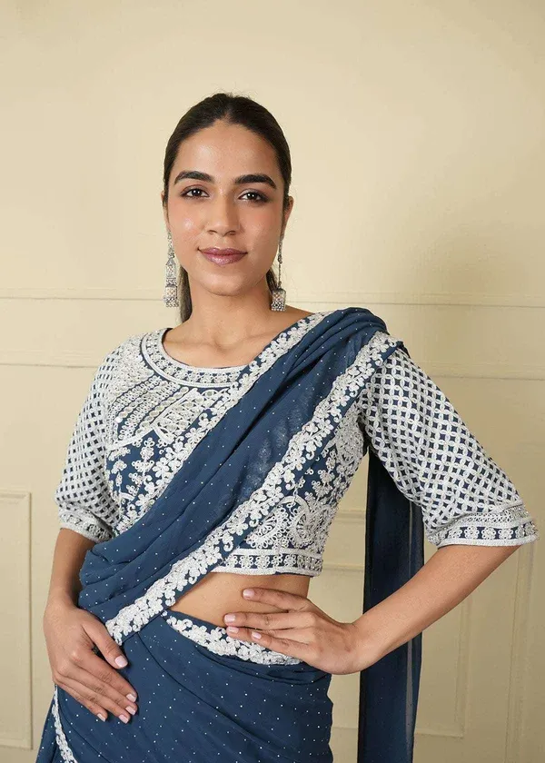 Georgette with CANCAN ready-to-wear set 214