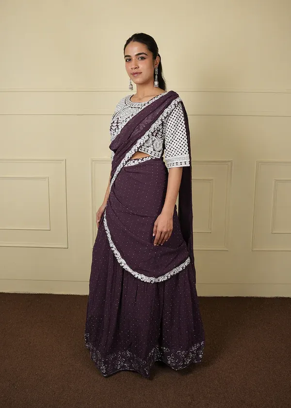 Georgette with CANCAN ready-to-wear set 216