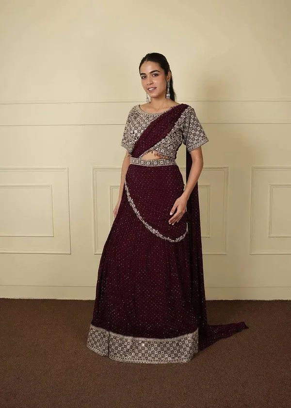 Georgette with CANCAN ready-to-wear set 257